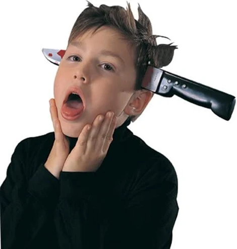 Horror Halloween Stirnband Messer durch Kopf | Scherzartikel 2 Horror Halloween Stirnband Messer durch Kopf | Scherzartikel